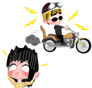 バイクの騒音に苦しむ女性のイラスト