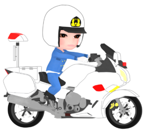 白バイ警察官の男性のイラスト