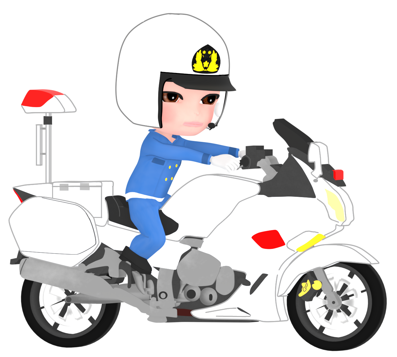 白バイ警察官の男性のイラスト