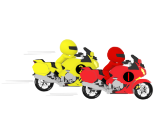オートバイでレースをするイラスト