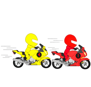 オートバイでレースをするイラスト