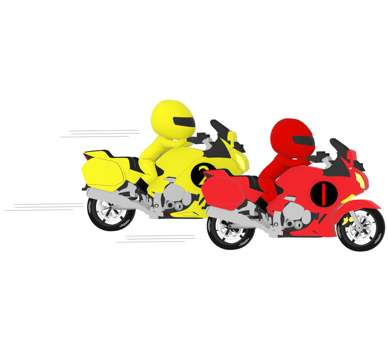 オートバイでレースをするイラスト