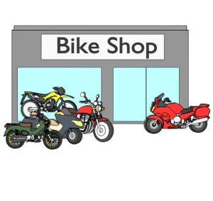 バイクを販売するお店のイラスト