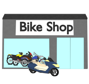バイクを販売するお店のイラスト
