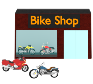 バイク店の外観のイラスト