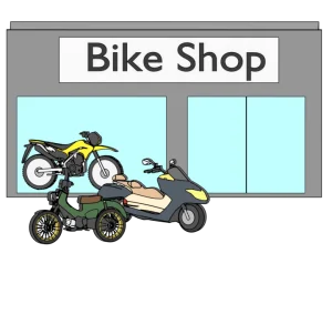 バイク店の外観のイラスト