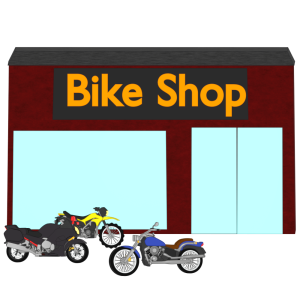 バイク店の外観のイラスト