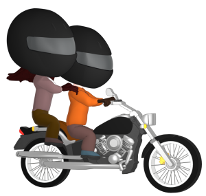 バイクでタンデムする男女のイラスト