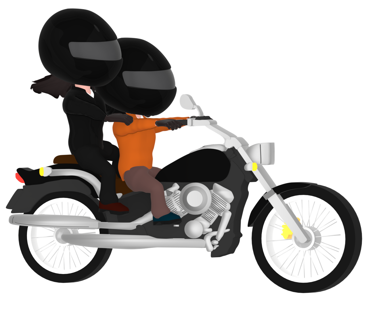 バイクでタンデムをする男女のイラスト