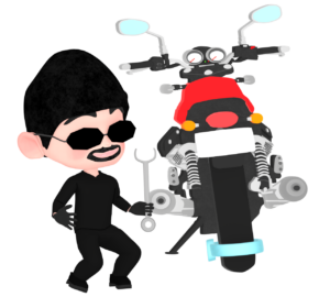 バイクを盗む窃盗犯のイラスト