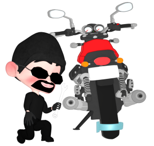 バイクを盗む窃盗犯のイラスト