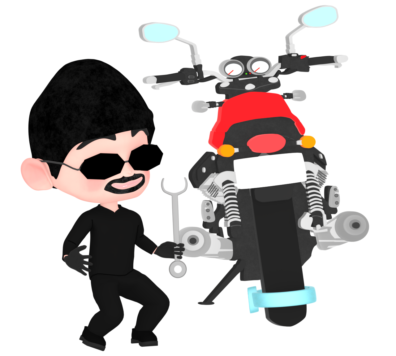 バイクを盗む窃盗犯のイラスト