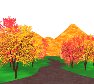 山の中の紅葉のイラスト