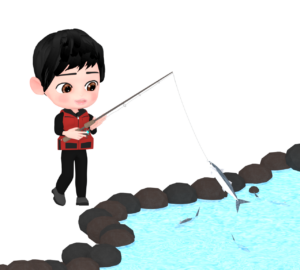 渓流釣りのイラスト