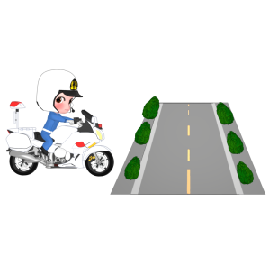 ネズミ捕りをする白バイ隊員のイラスト