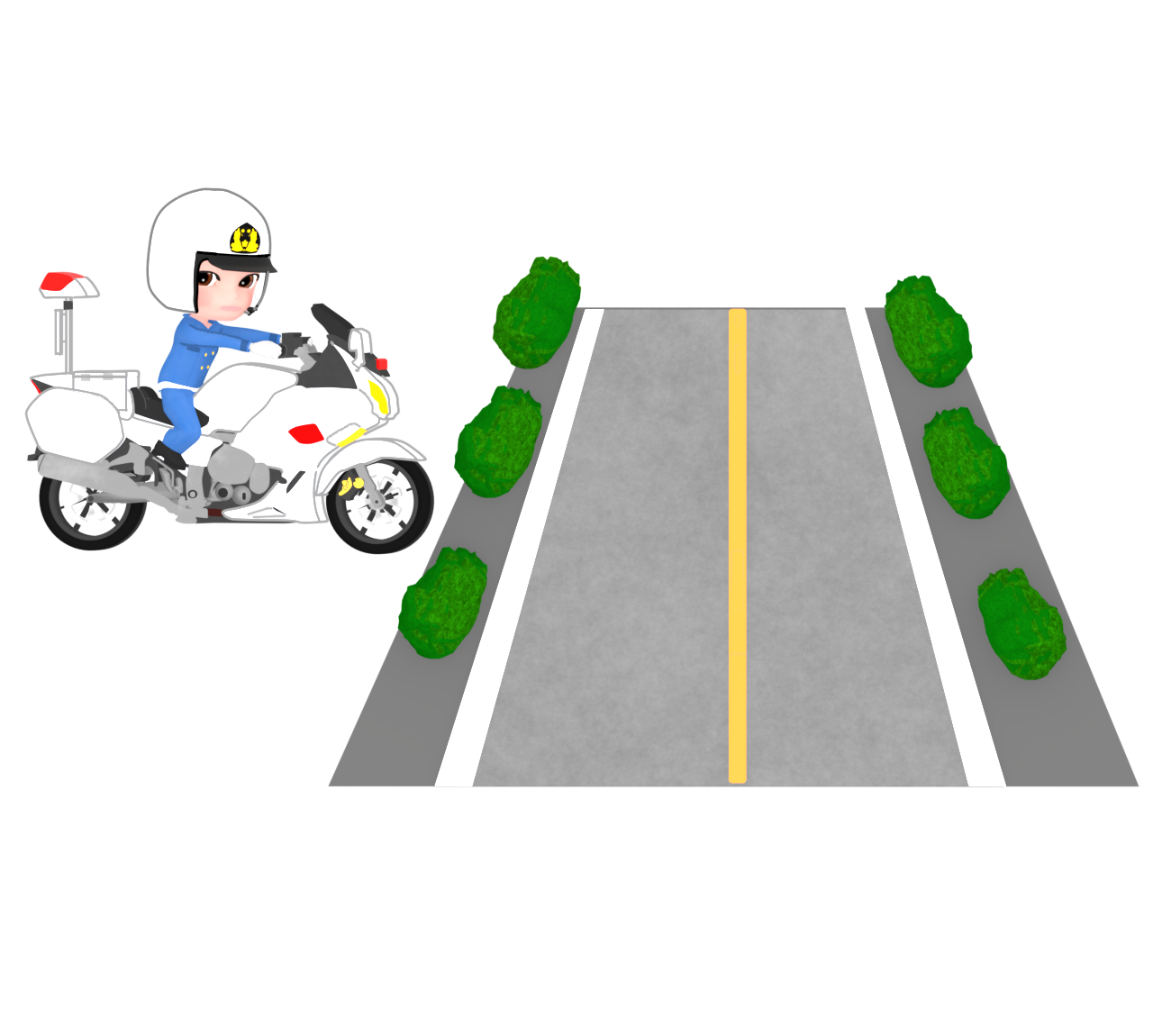 ネズミ捕りをする白バイ隊員のイラスト