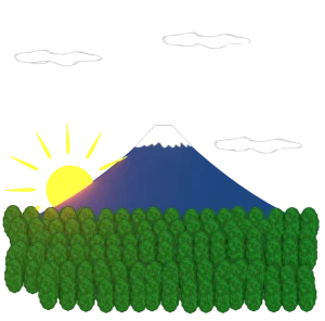 富士山と初日の出のイラスト