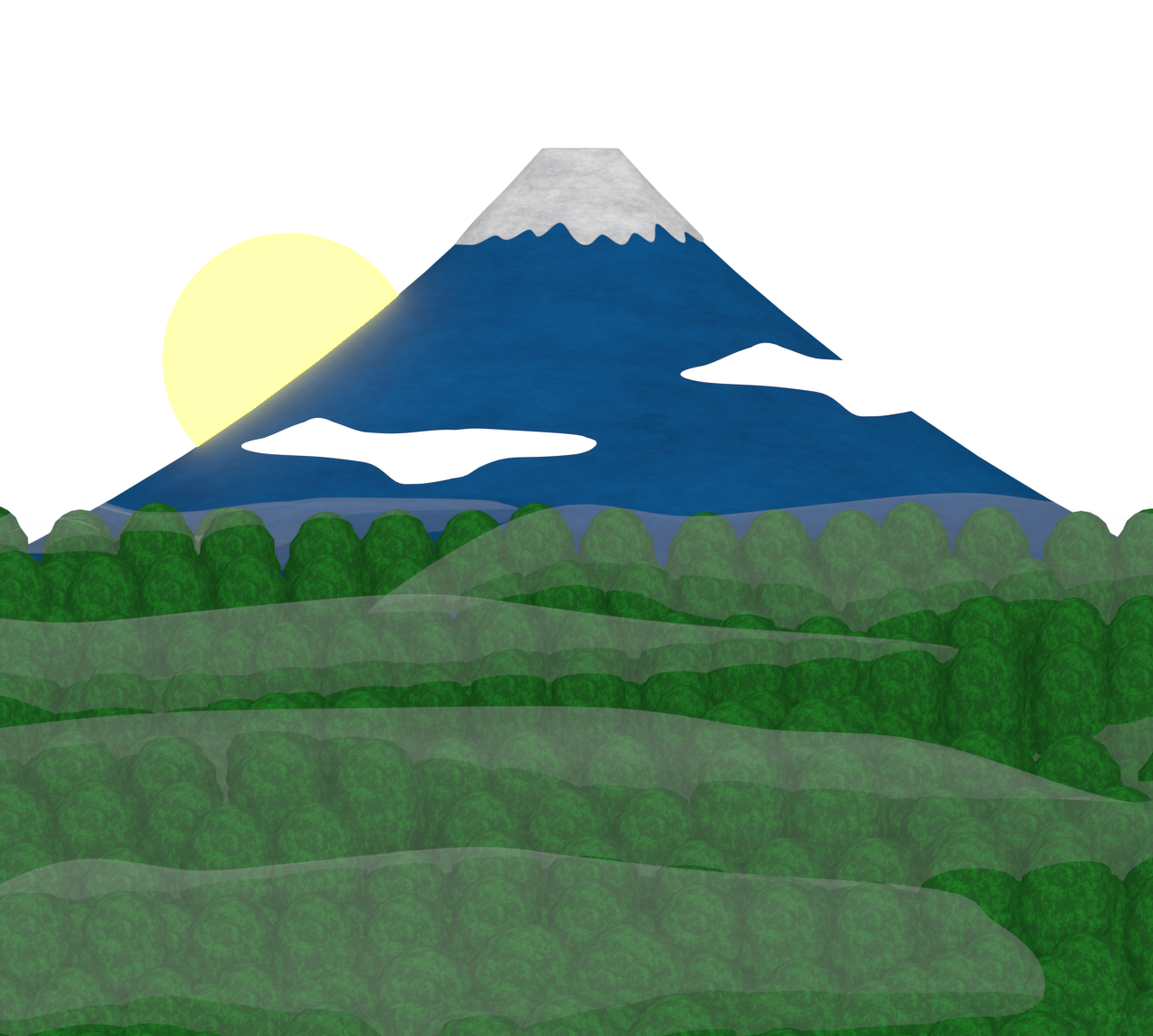 富士山と初日の出のイラスト