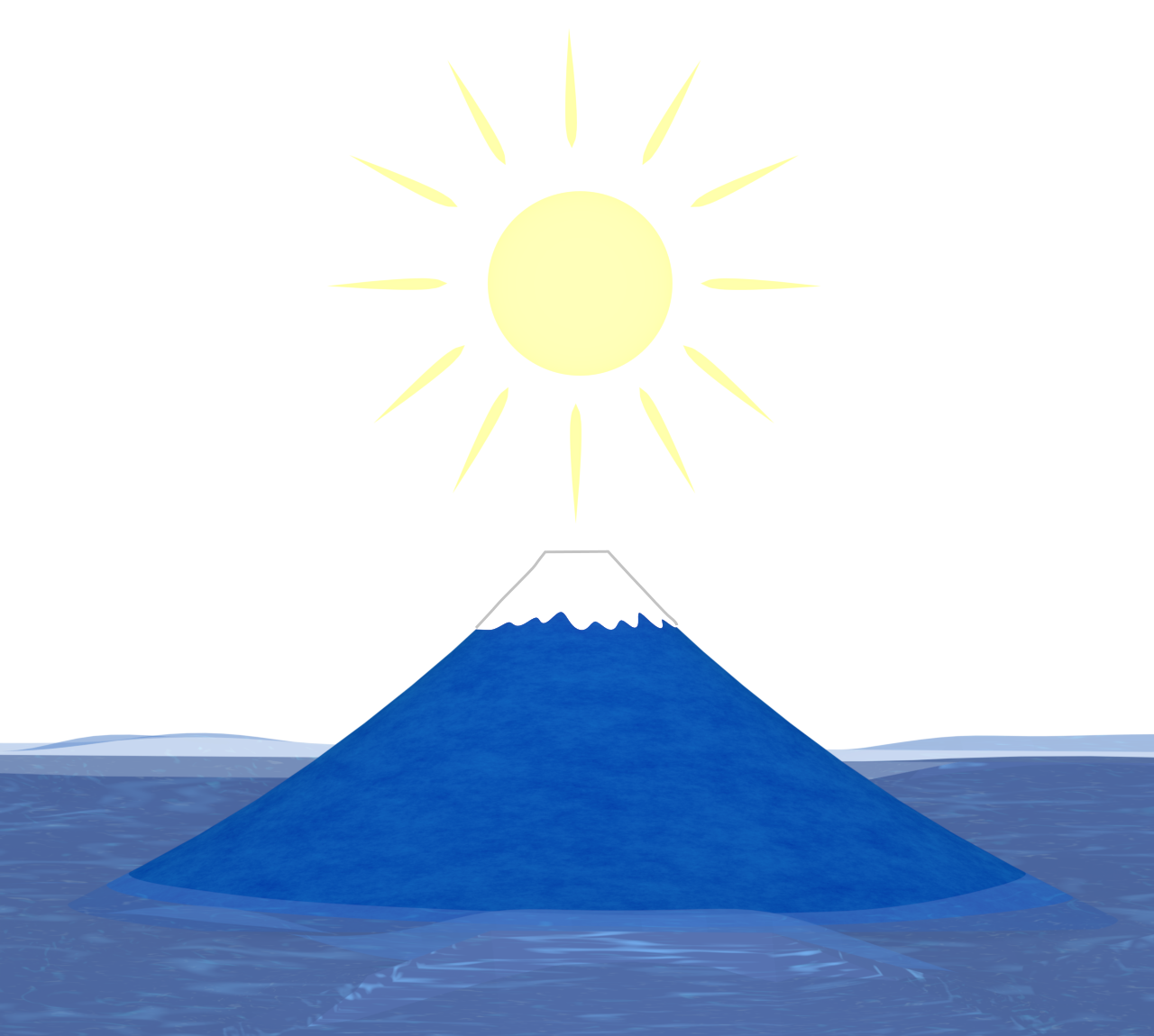 富士山と輝く太陽のイラスト