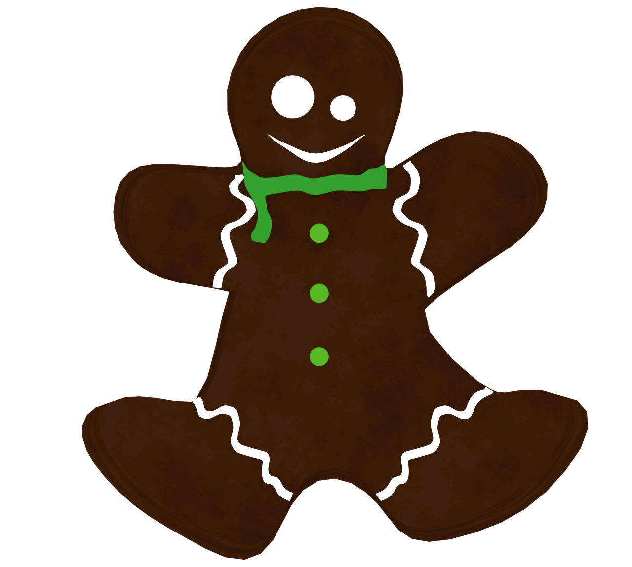 マフラーをしたチョコ味のジンジャーブレッドマンのイラスト