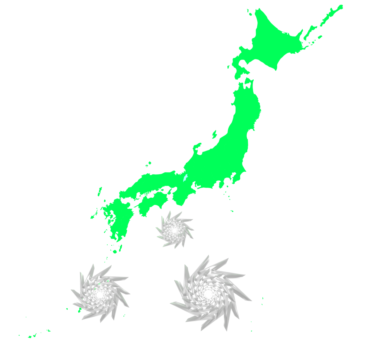複数個の台風が発生したイラスト