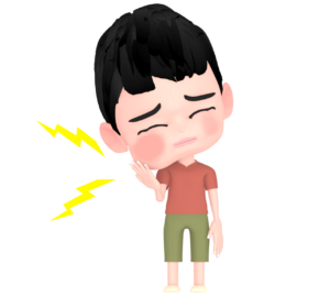 おたふく風邪の男の子のイラスト