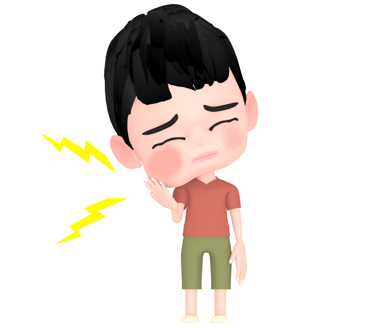 おたふく風邪の男の子のイラスト