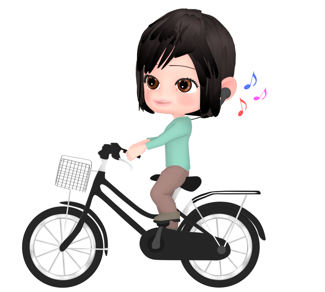 music bicycle riding woman img