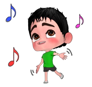 音楽に合わせて踊る男の子のイラスト