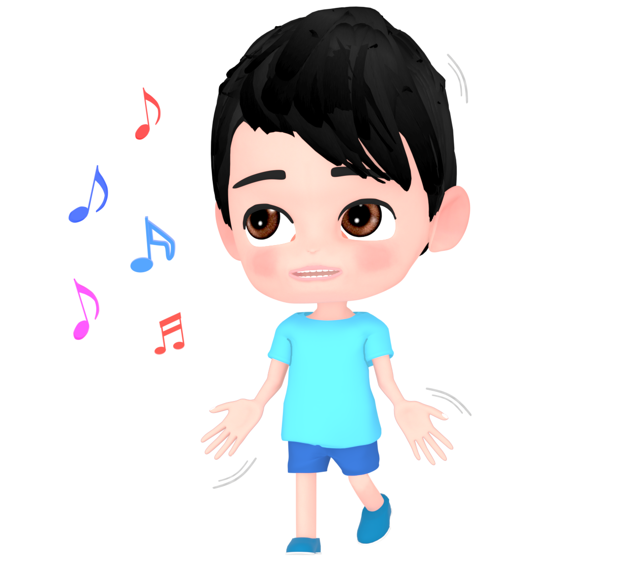 音楽に合わせて踊る男の子のイラスト