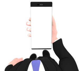 自分目線でスマートフォンを持つイラスト