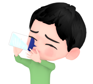 鼻うがいをする男性のイラスト