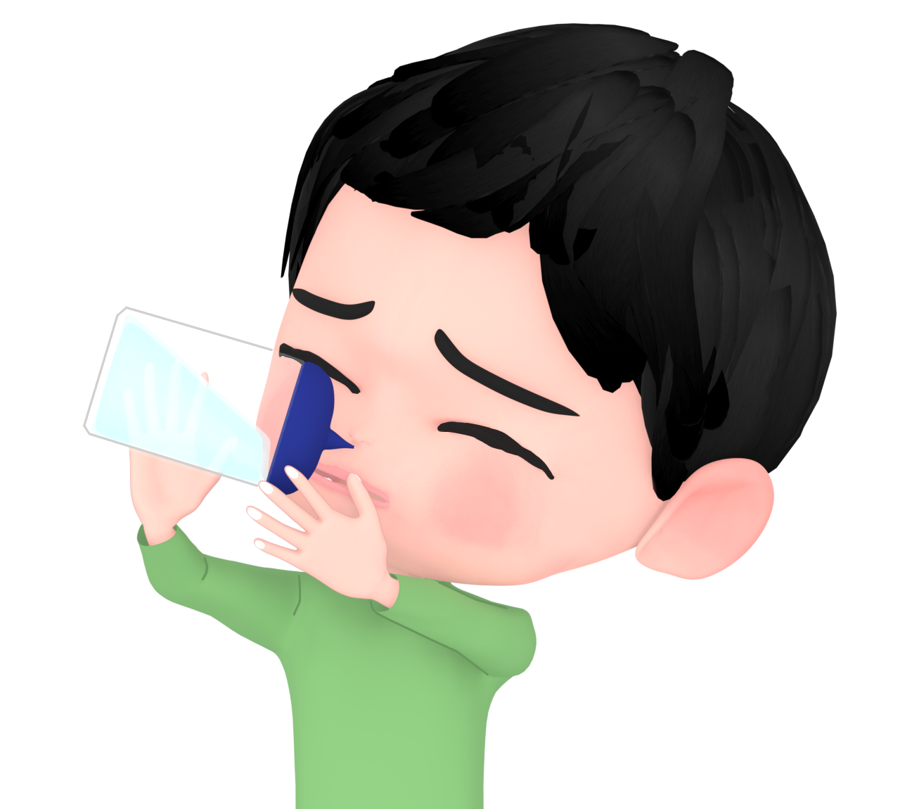 鼻うがいをする男性のイラスト