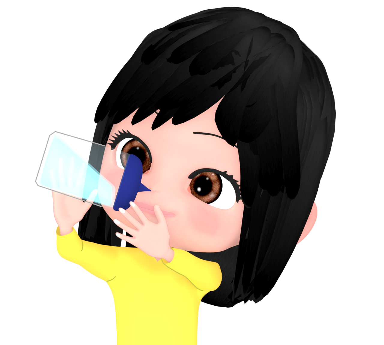 鼻洗浄をする女性のイラスト