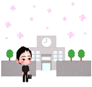 新入生と中学校・高校入学式のイラスト
