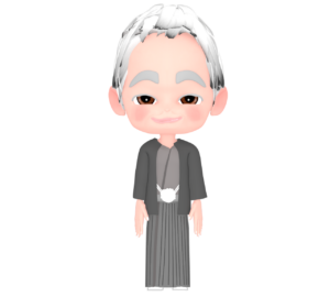 新年の挨拶をするおじいちゃんのイラスト