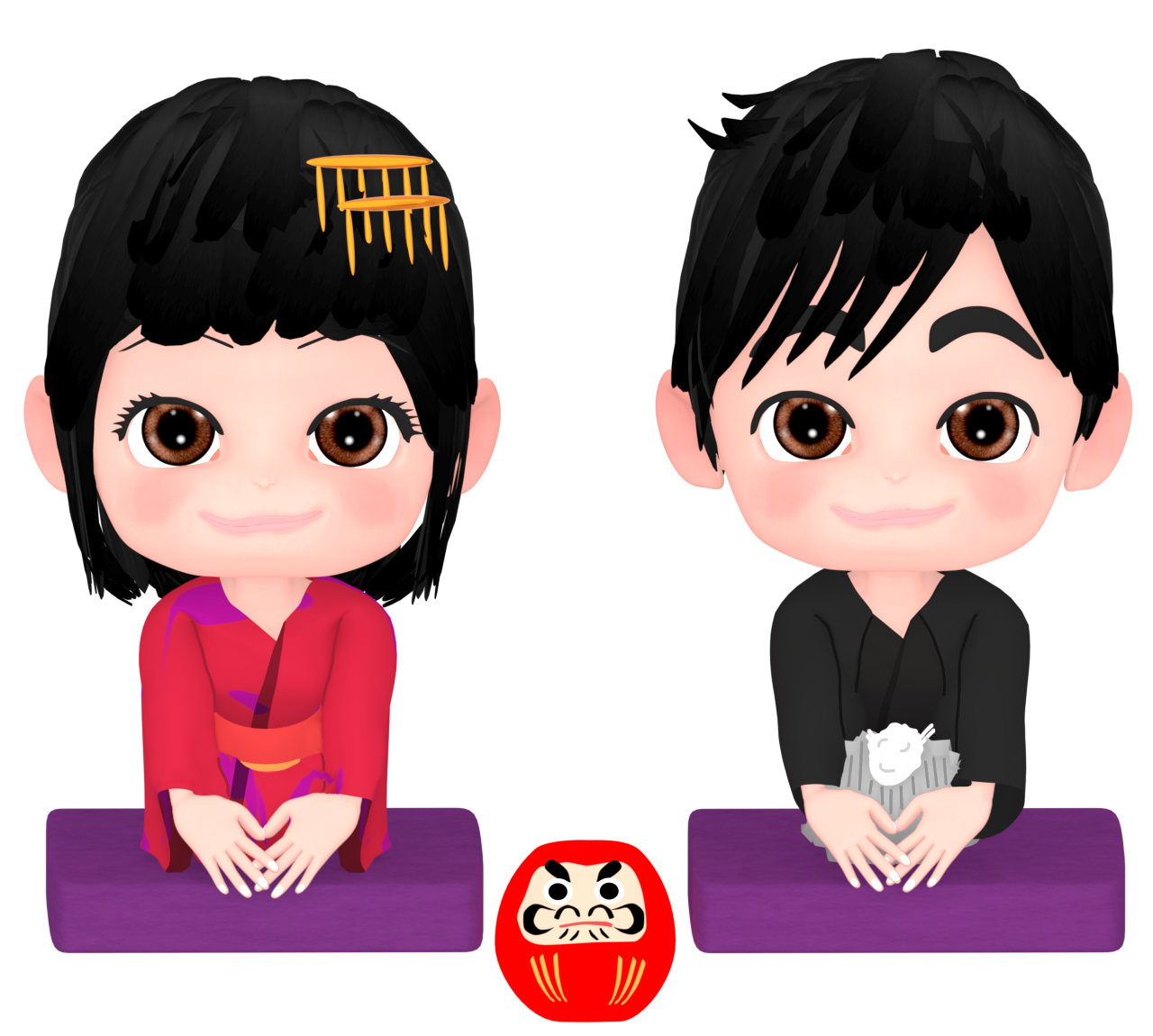 お正月の挨拶をするイラスト