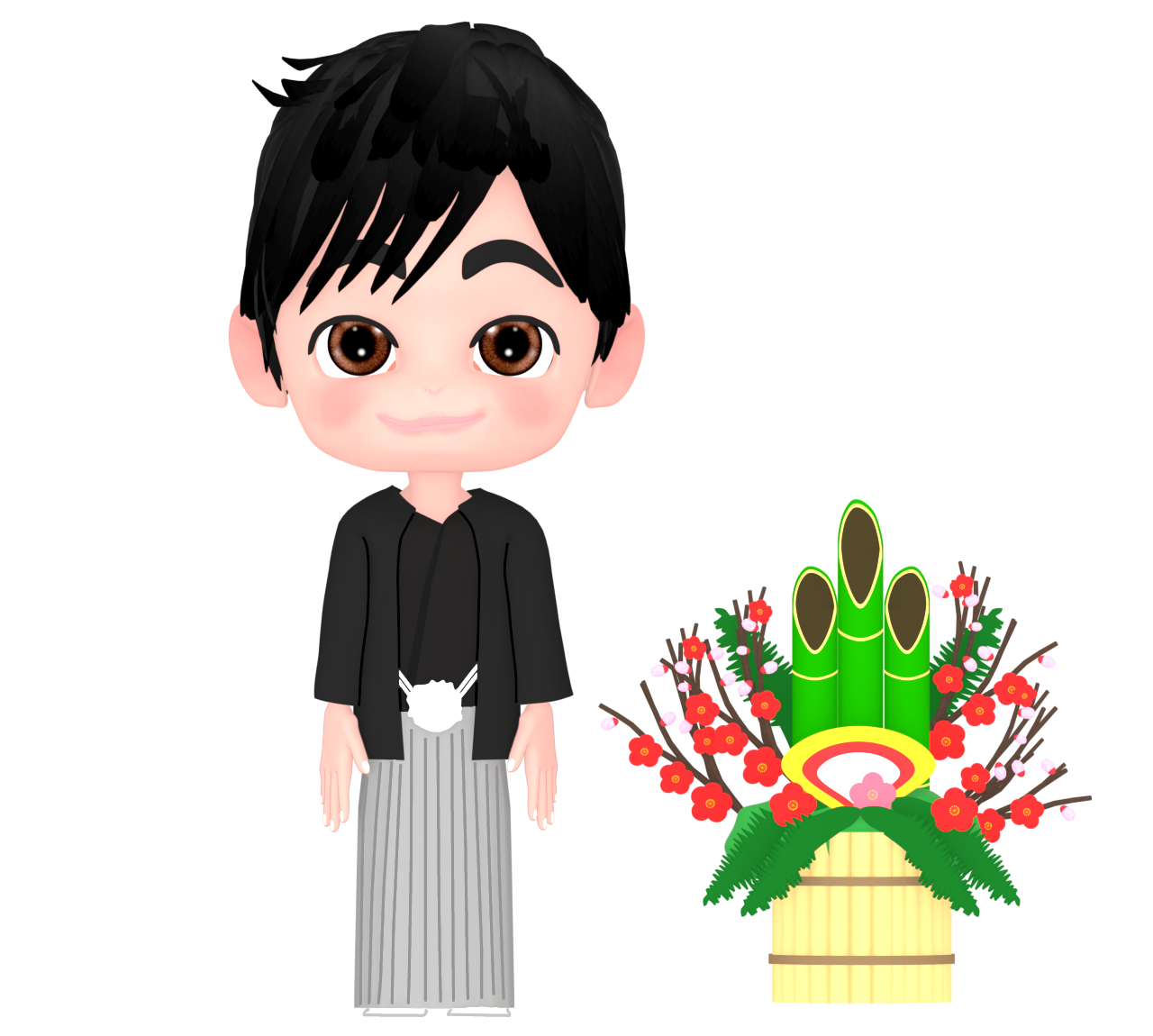 新年の挨拶をする男性のイラスト