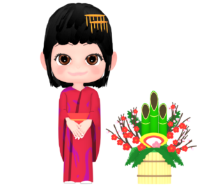 新年の挨拶をする女性のイラスト