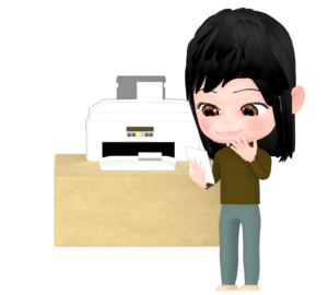 年賀状を印刷する女性のイラスト