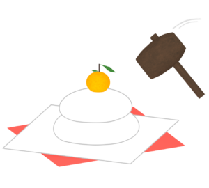 お正月にする鏡開きのイラスト