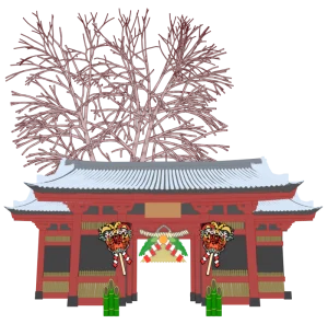 初詣 神社のイラスト