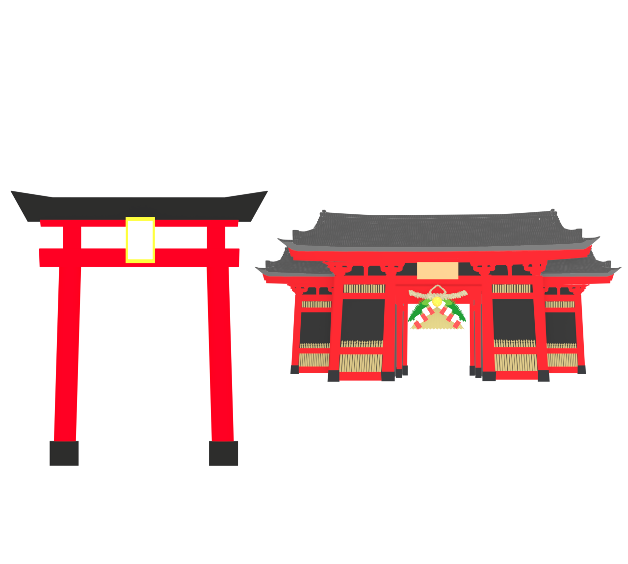 初詣 神社のイラスト