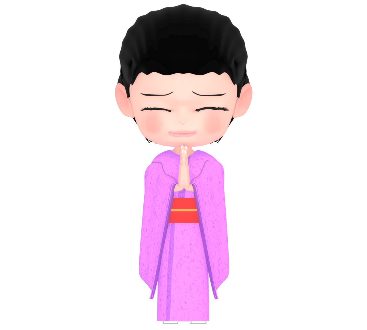 初詣に行く女性のイラスト