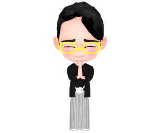 初詣でお祈りをする人のイラスト