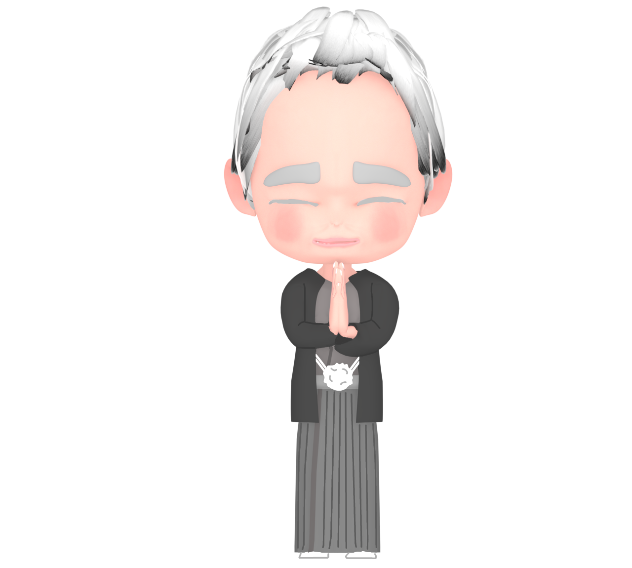 初詣でお参りをする高齢者のイラスト