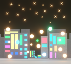 夜の繁華街のイラスト