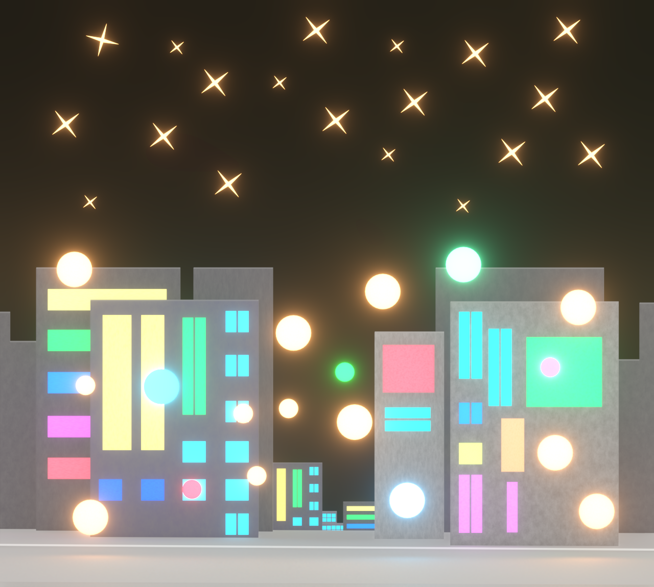 夜の繁華街のイラスト