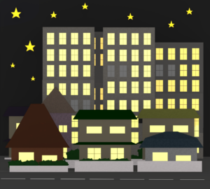 夜の住宅街のイラスト