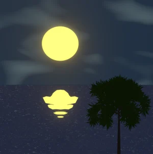 夜の海のイラスト